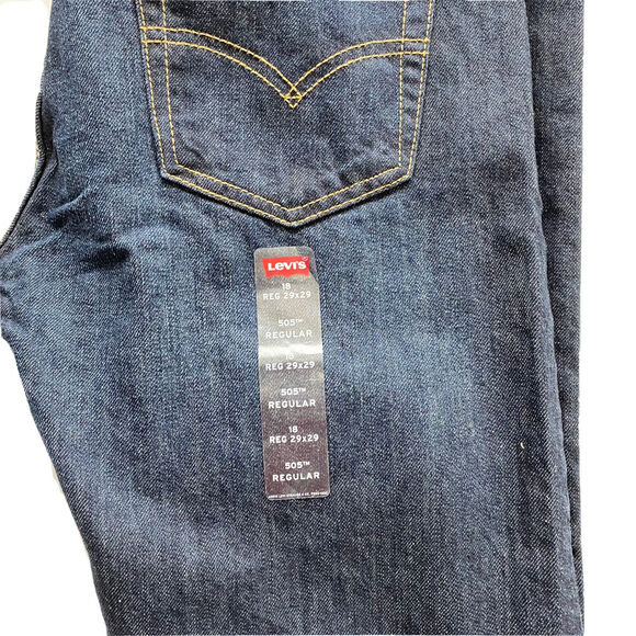 Levis 505 Regular Fit Extra Room in Thigh Size 18 Dark Wash Straight Leg Jeans - Picture 5 of 11